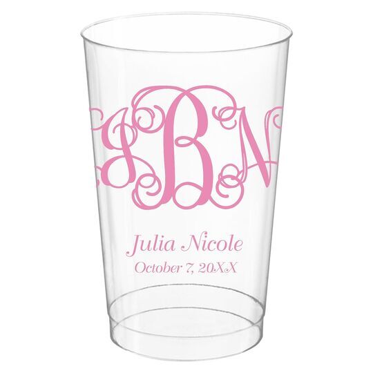 Vine Monogram with Text Clear Plastic Cups